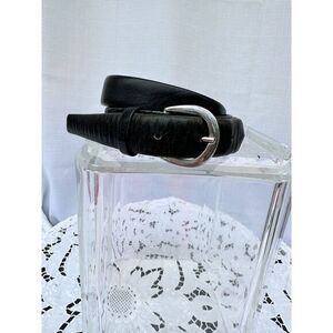 Vintage LUXURY Black Full Grain Steerhide Leather Belt SOLID BRASS BUCKLE